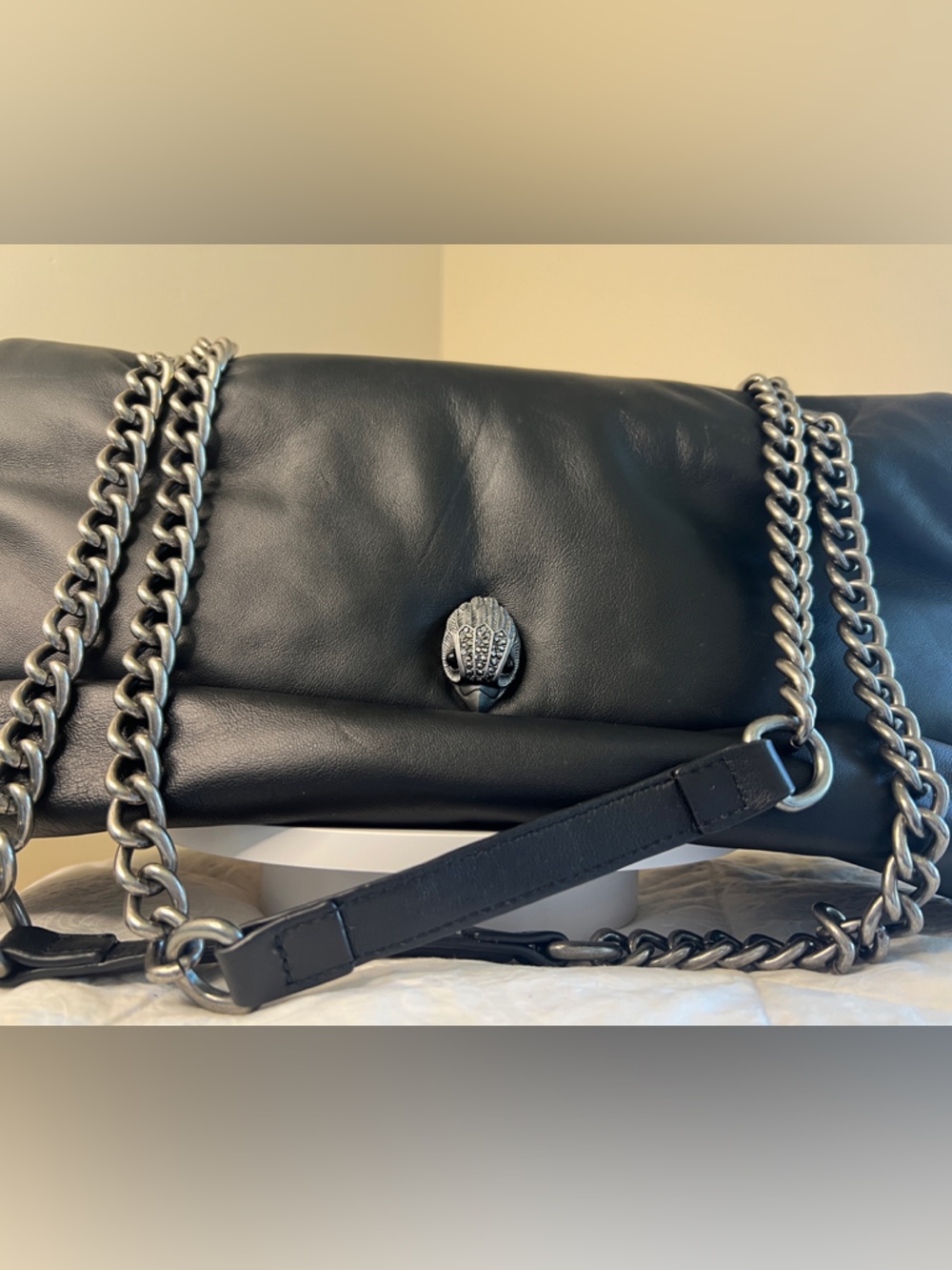 Kurt Geiger Black Leather Chain Shoulder Bag